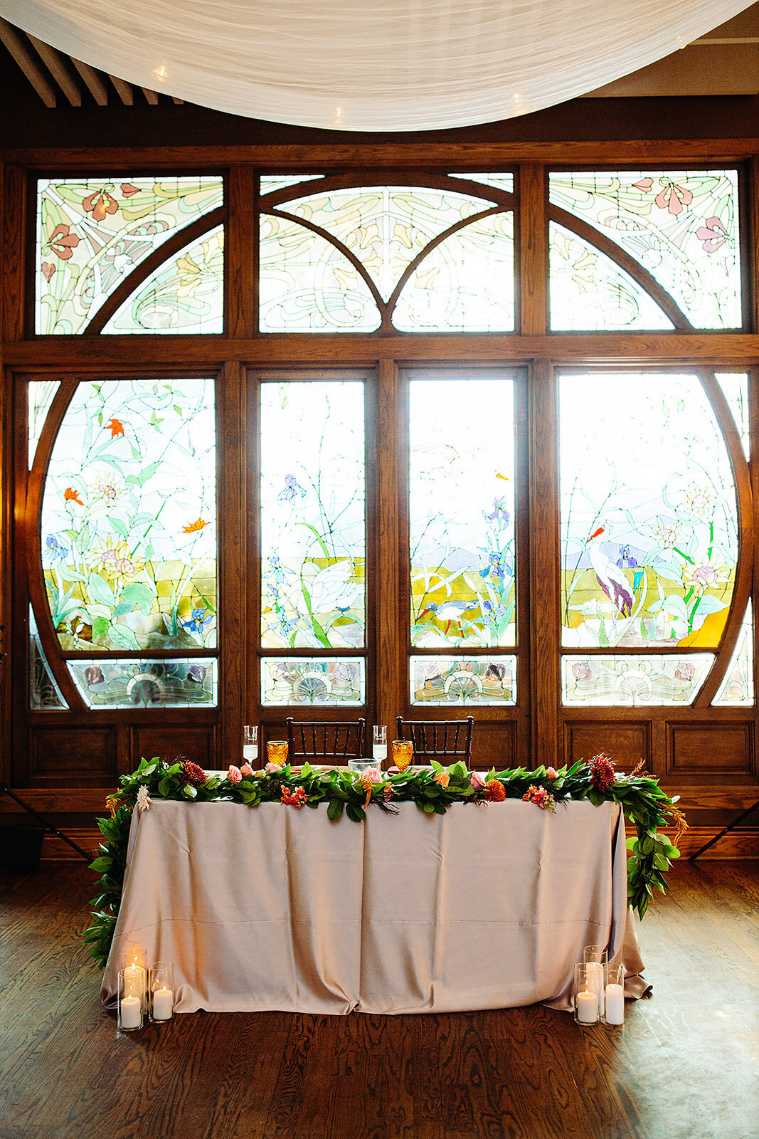 Sweetheart table at the wedding reception at Lionsgate Event Center.