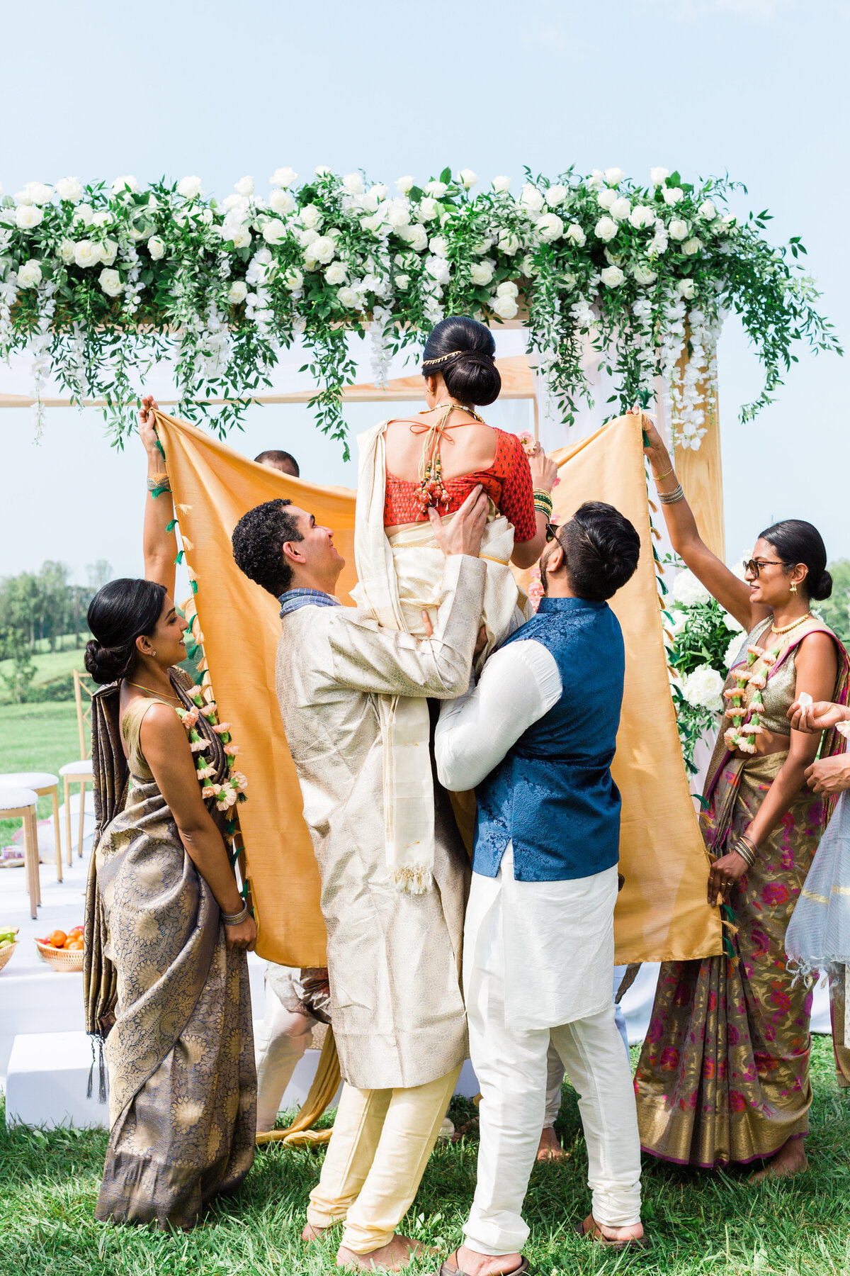 Indian wedding bride sees groom