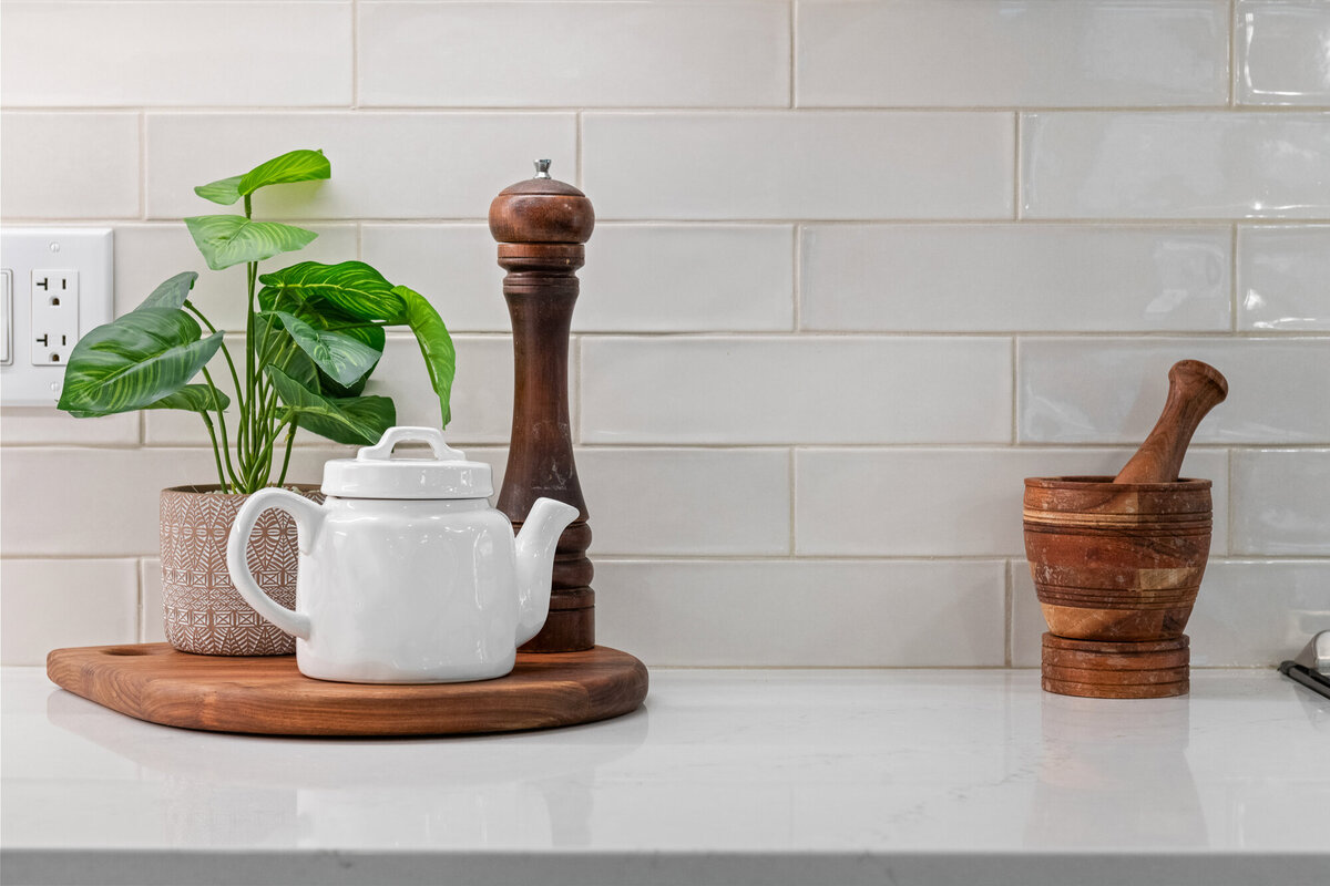 Final image of our ivory marble kitchen and interior design project.