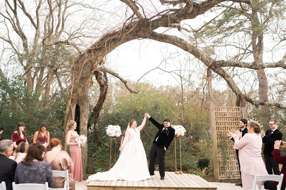 Bride and groom celebrate the start of their marriage.