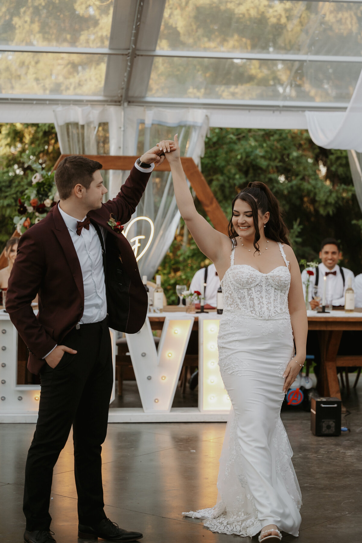 Alberta couple first dance at Pine and Pond reception
