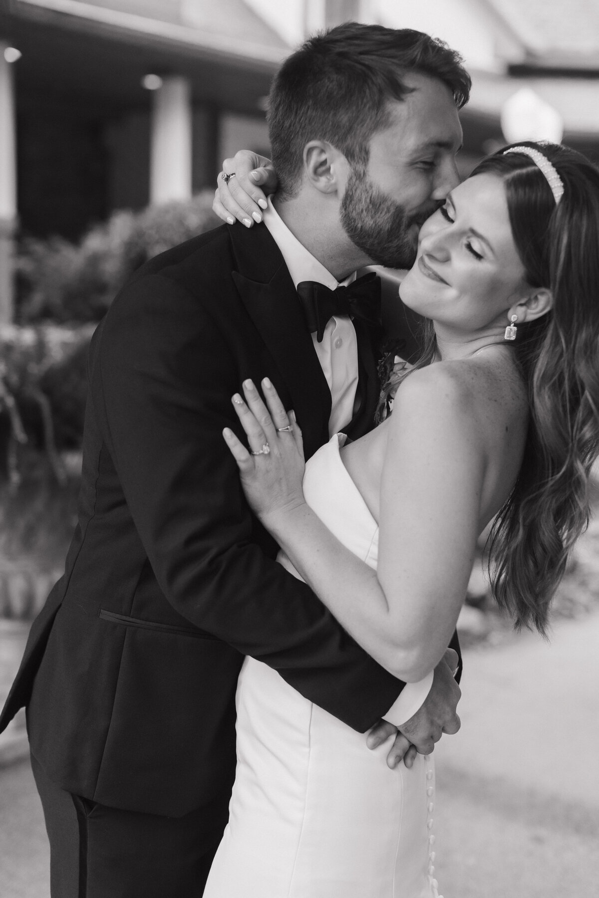 Candid black and white Indianapolis wedding photo