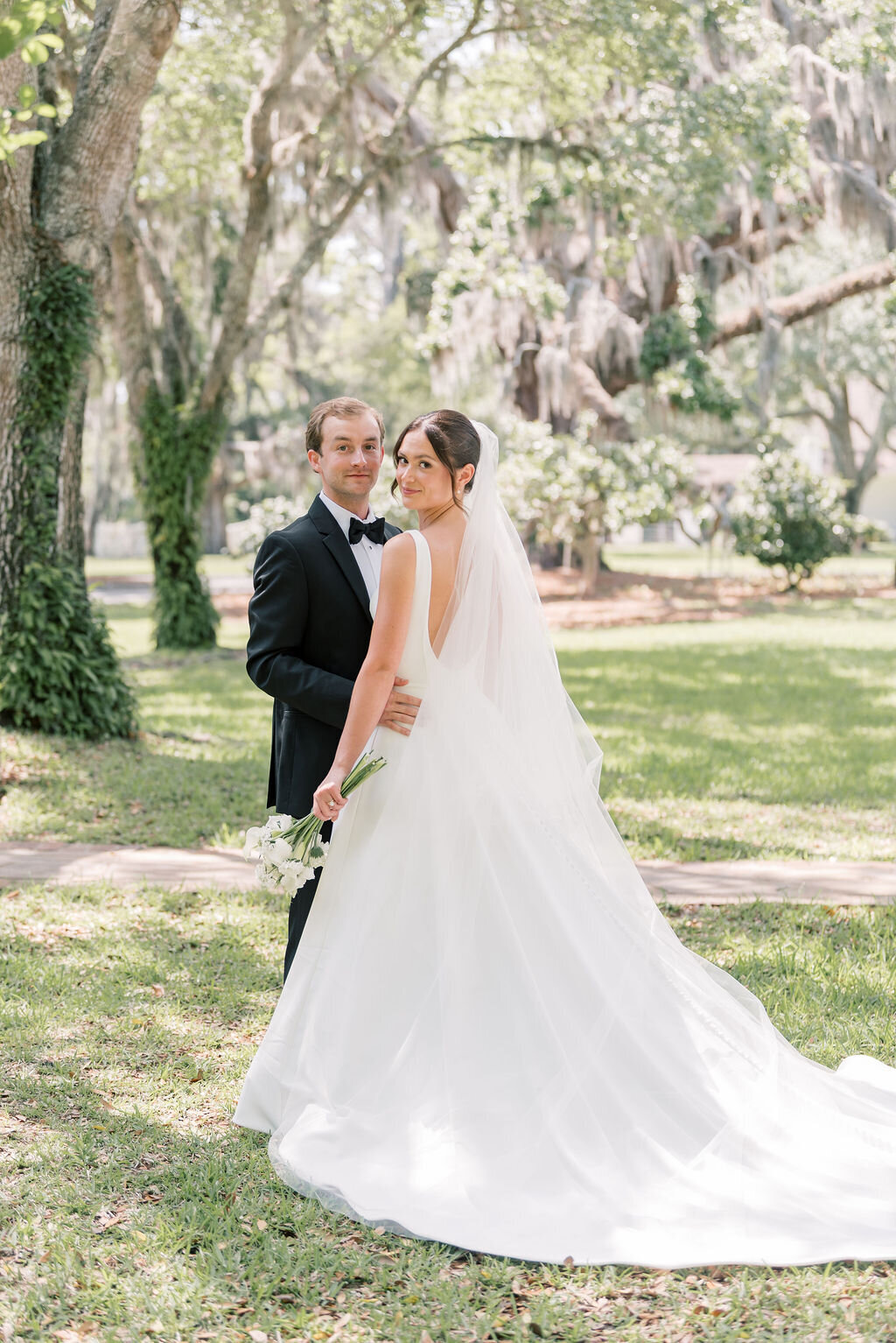 picture of bride and groom on their wedding day taken by St. Simons Island wedding photographer, Rhonda Rowell