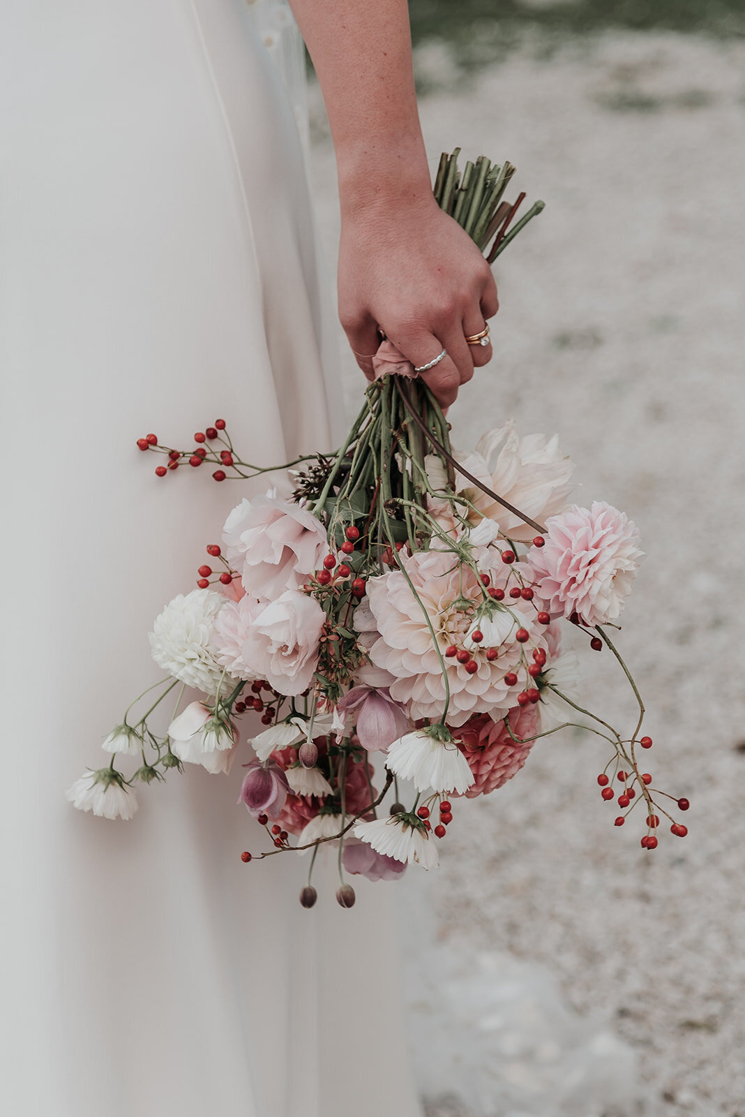 Soft pink and white floral bridal bouquet