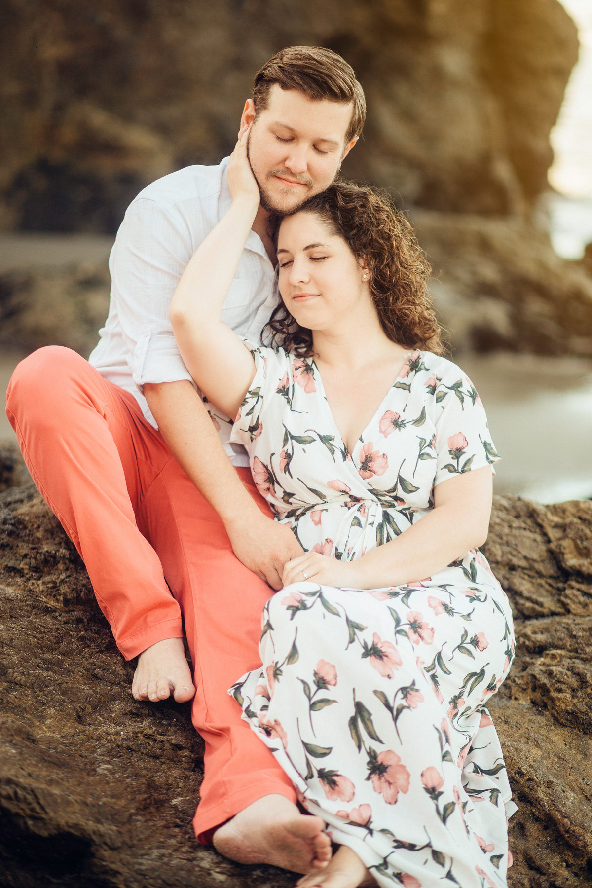 Engagement Photograph Of  Woman Leaning Towards a Man Beside Her Los Angeles