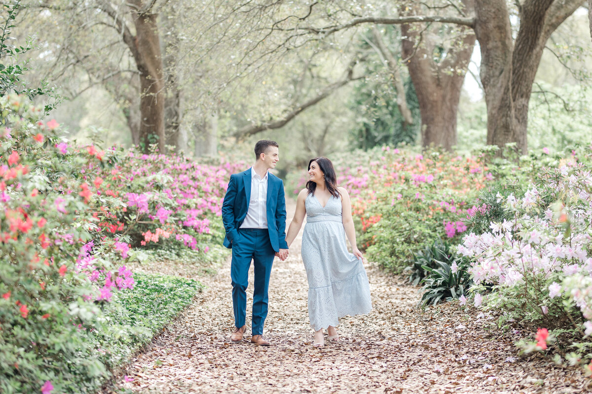 Couple walks through Charleston garden by Karen Schanely