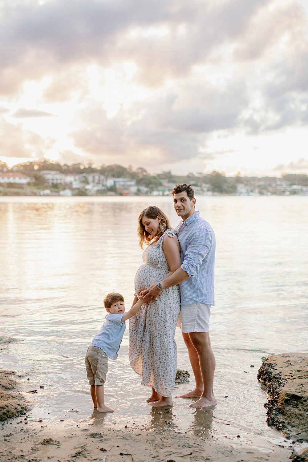 Maternity sunset photo session for family