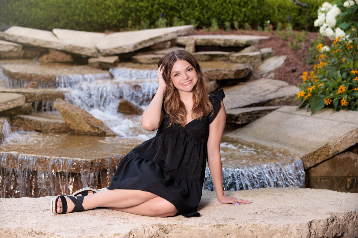 Waterfall senior pictures near Holly Springs NC