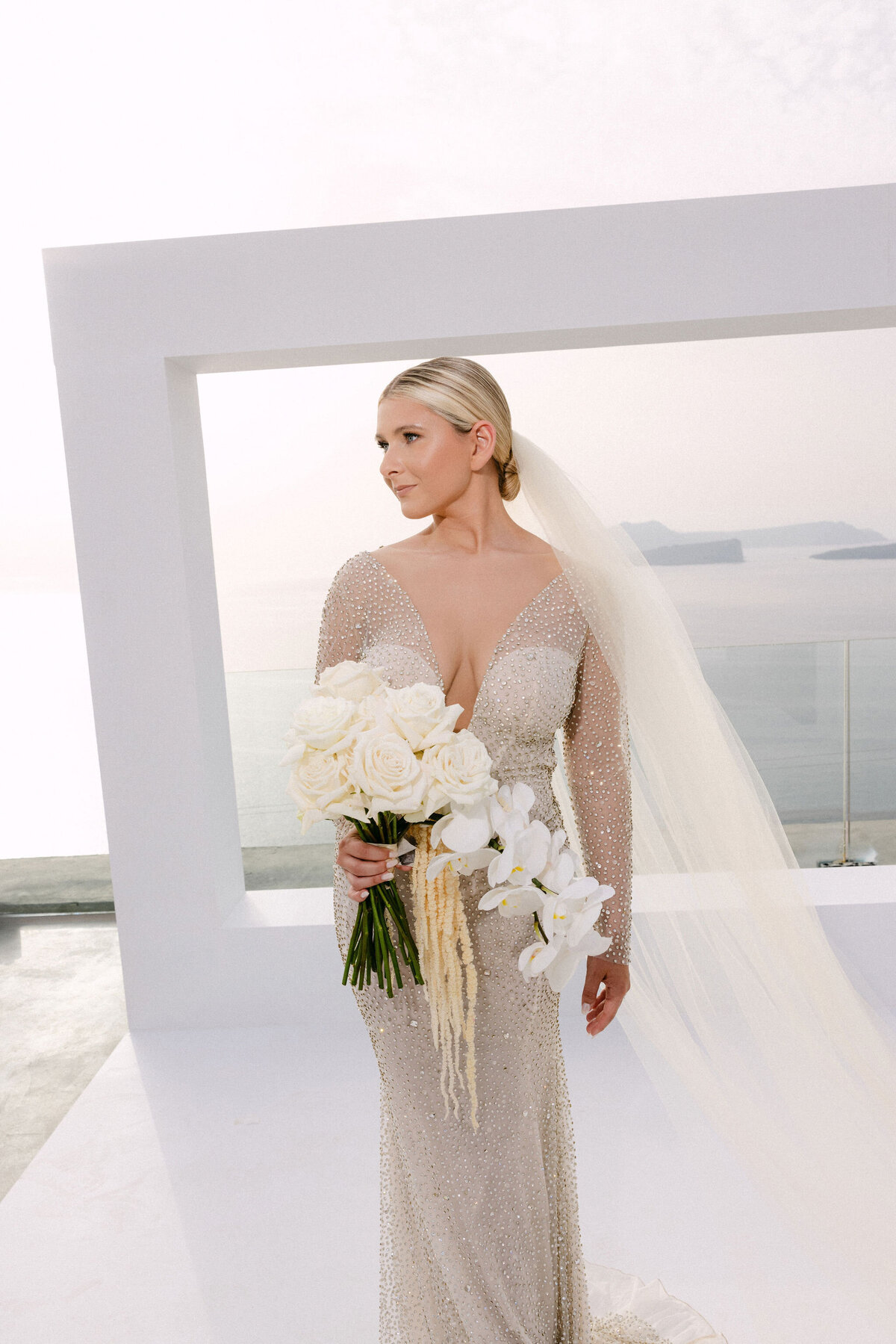 Bridal portrait Santorini Greece