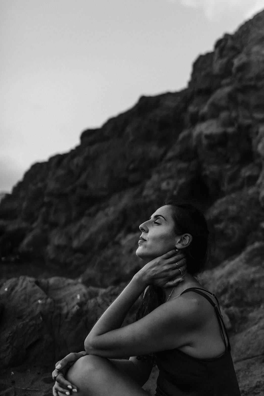 Bay Area creative headshot by Ashley Kaplan Photography of meditative woman looking toward sky