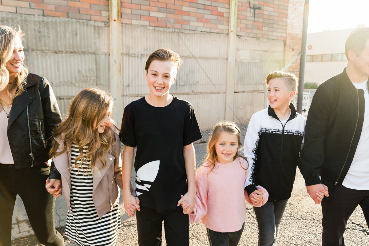 family walking together in downtown Phoenix