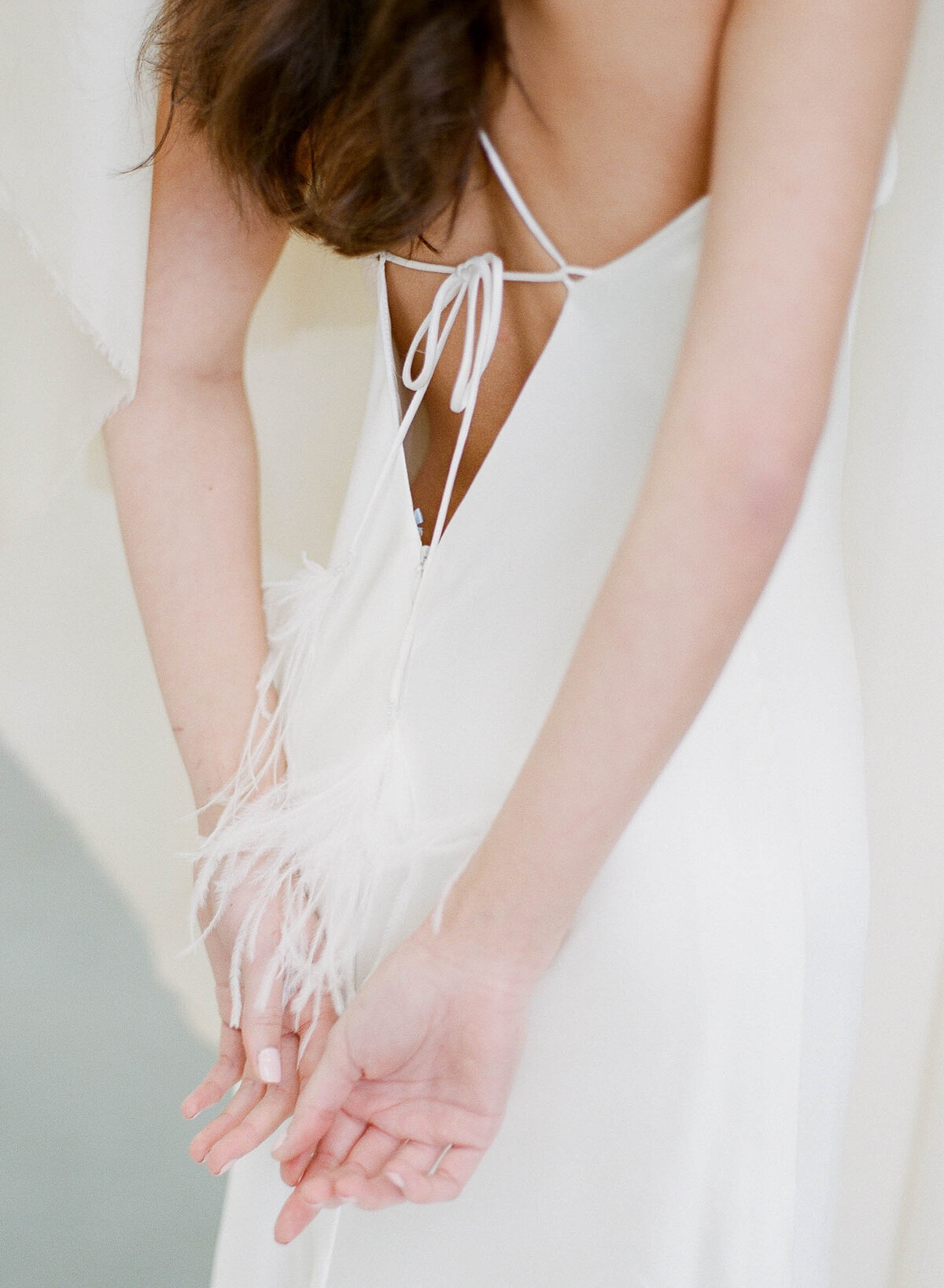 close up detail of karen willis holmes minimalist gown