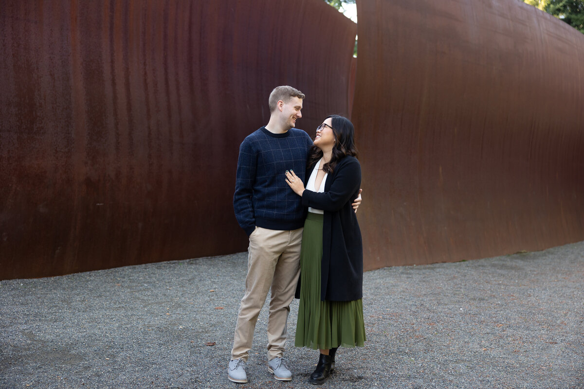 engagement and Surprise Seattle wedding photography sculpture park- 31
