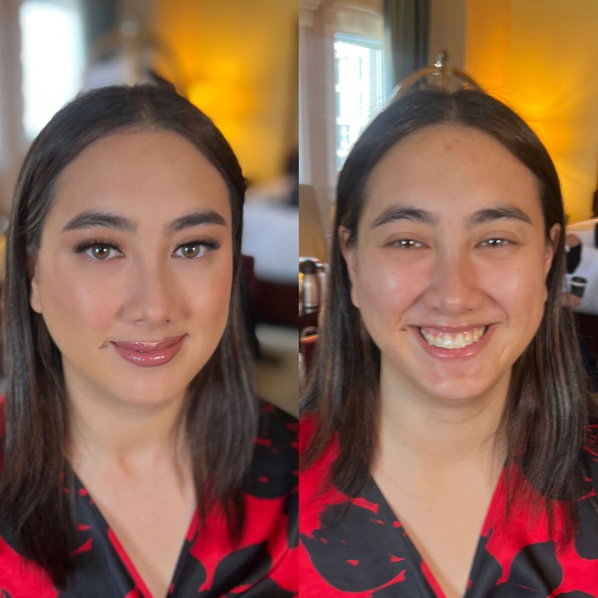 Ottawa bridal elegance: Soft, romantic makeup with pink blush and a delicate lip for her wedding day.
