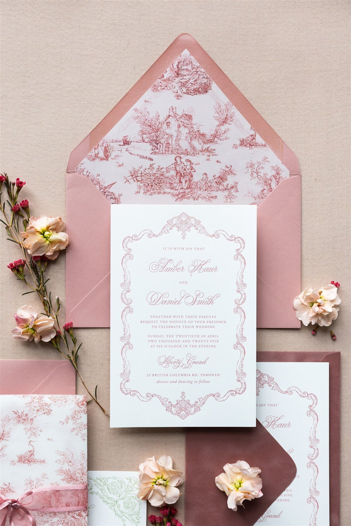 G Designers Letterpress Blush Wedding Invitation 2