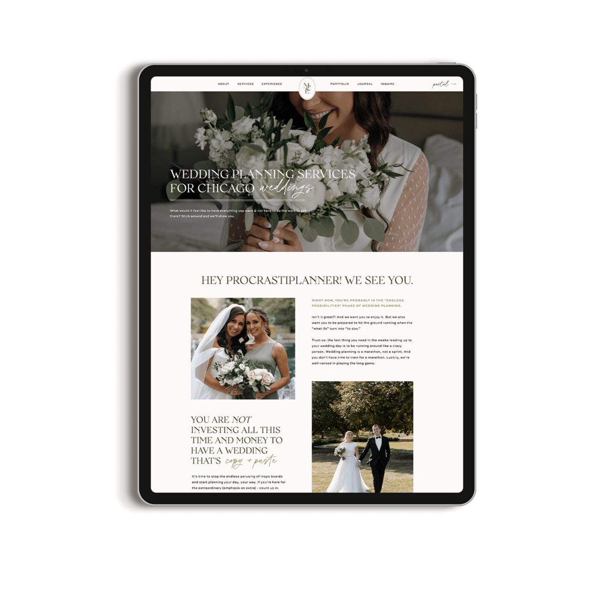SJE Wedding Planning & Design Website Design Showit