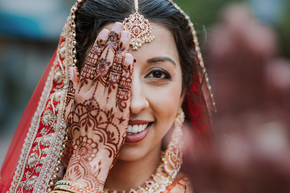 south asian american wedding in california red
