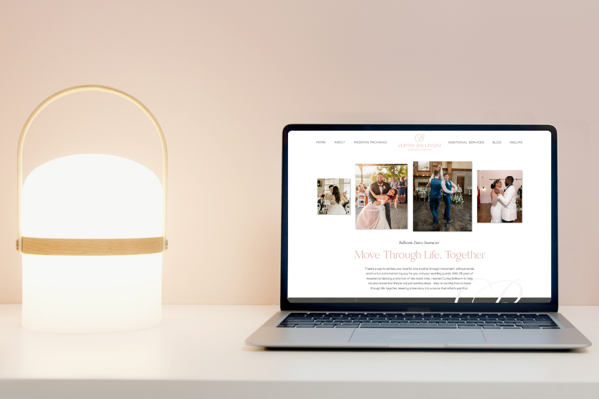 Showit website design of Curtsy Ballroom, a Wedding Dance Choreographer in Nashville