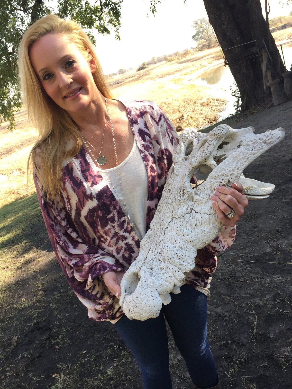 Kelly Miller and crocodiles in Namibia, Africa