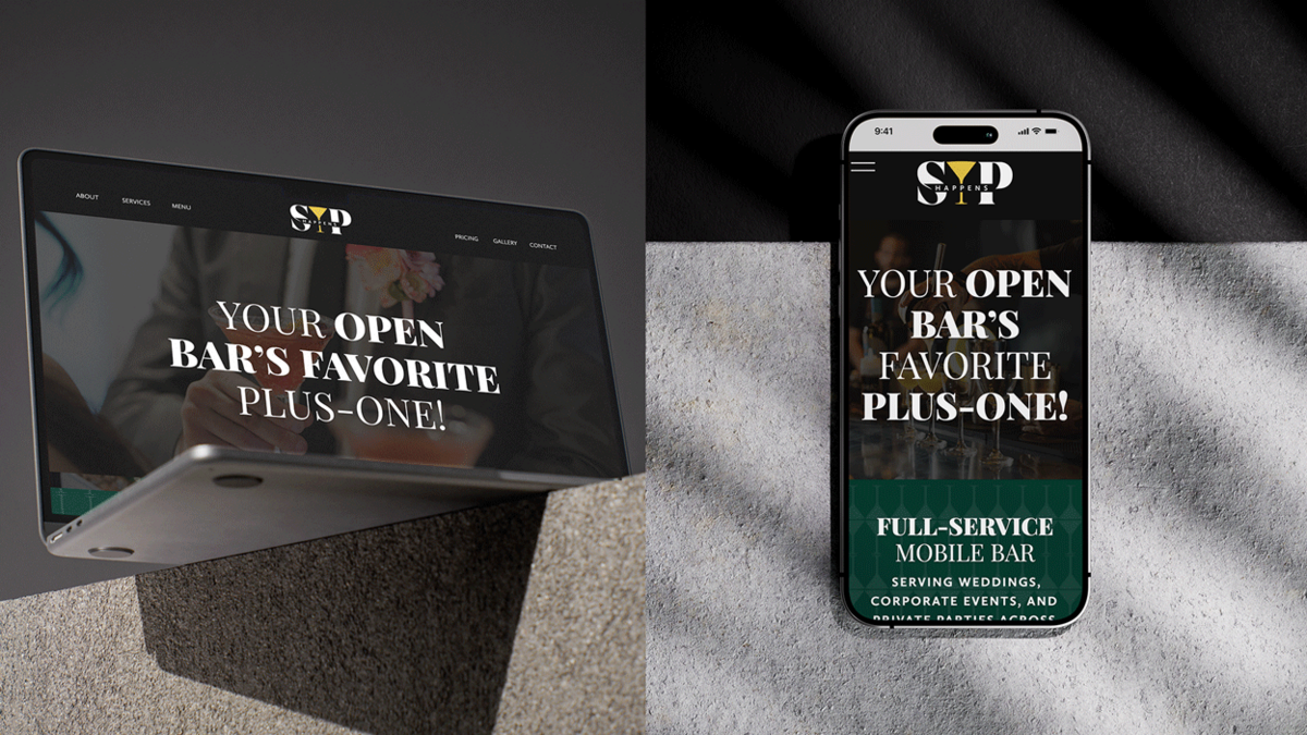 Website design mockup of a mobile bartender website 