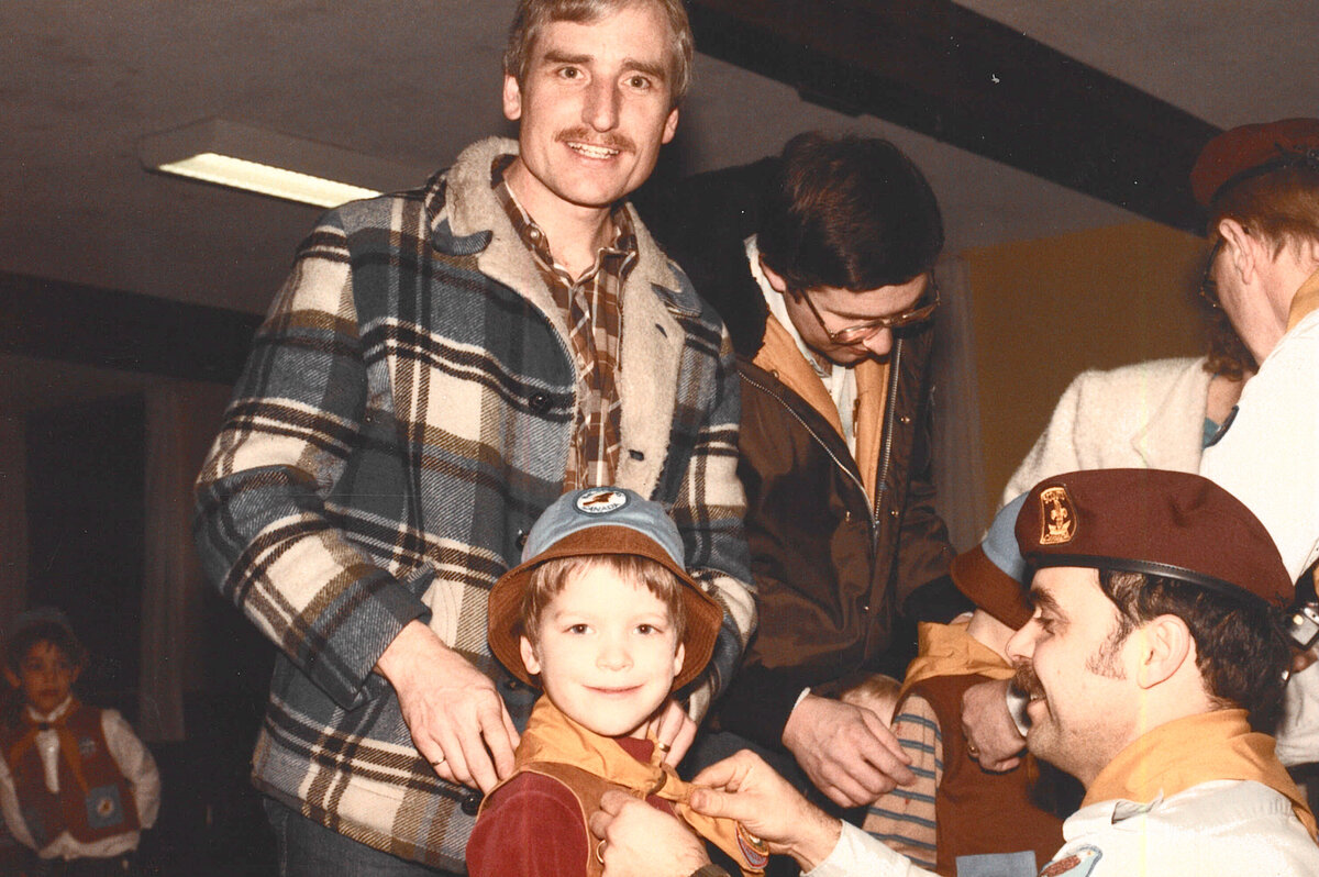 Brent Ray Fraser Joining Beavers With Dad - January 1985