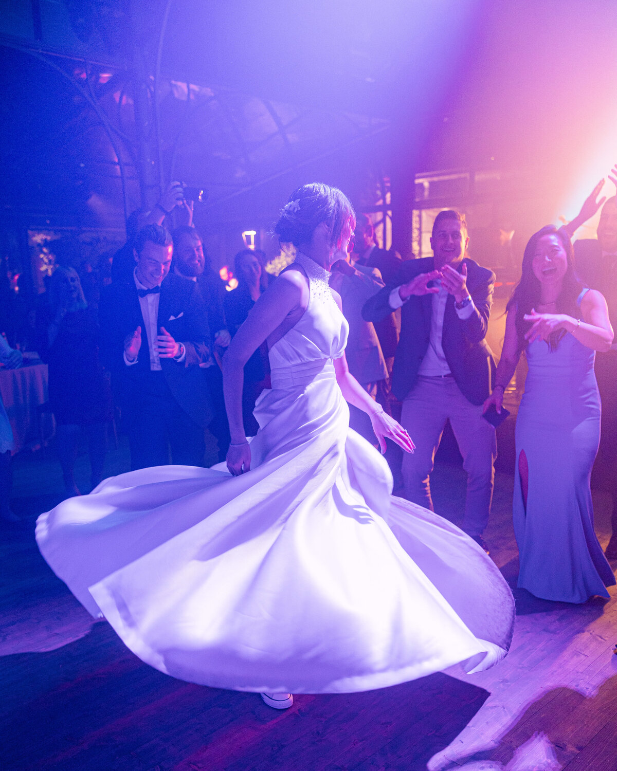 Bride on the dance floor at Villa Pizzo wedding on Lake Como