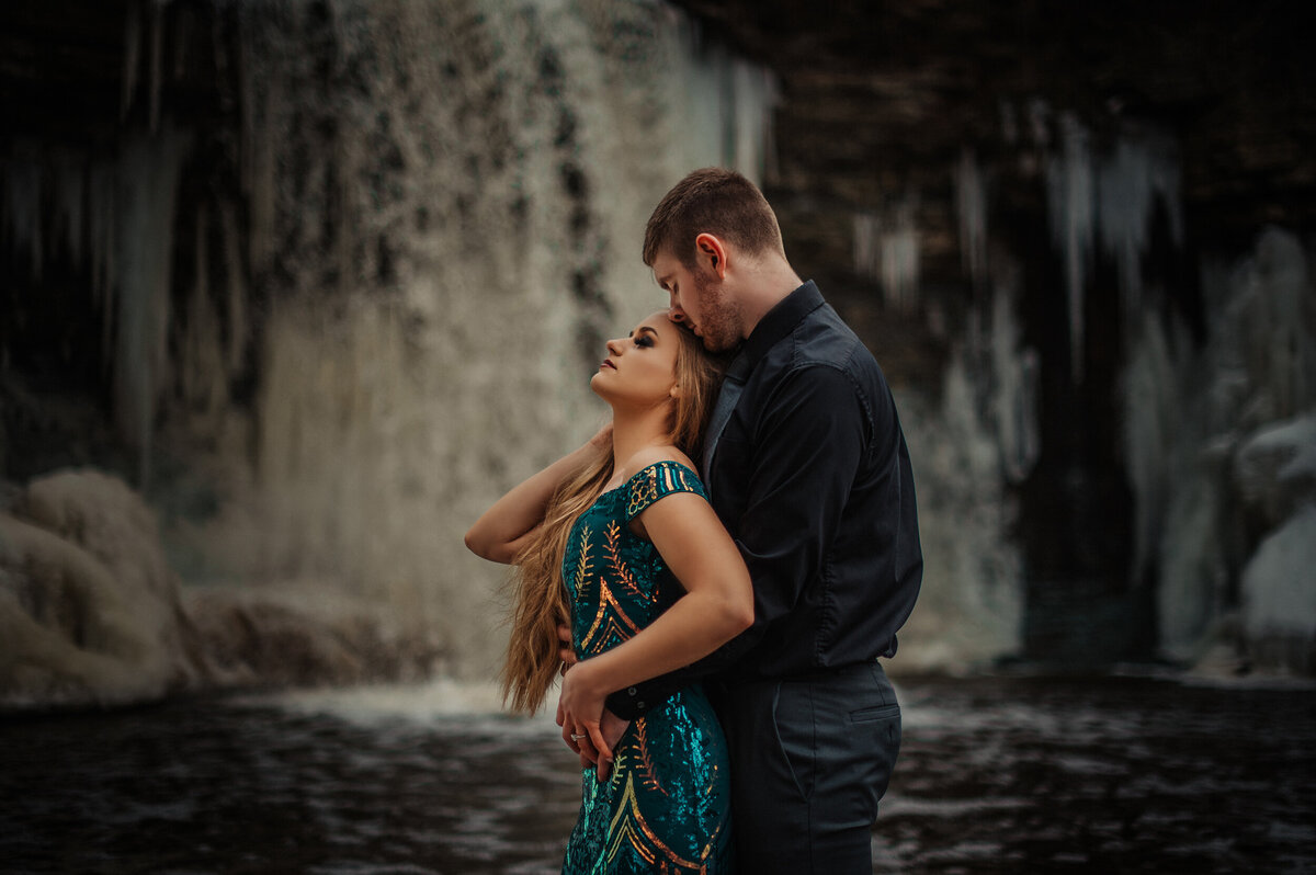 romantic waterfall engagement session