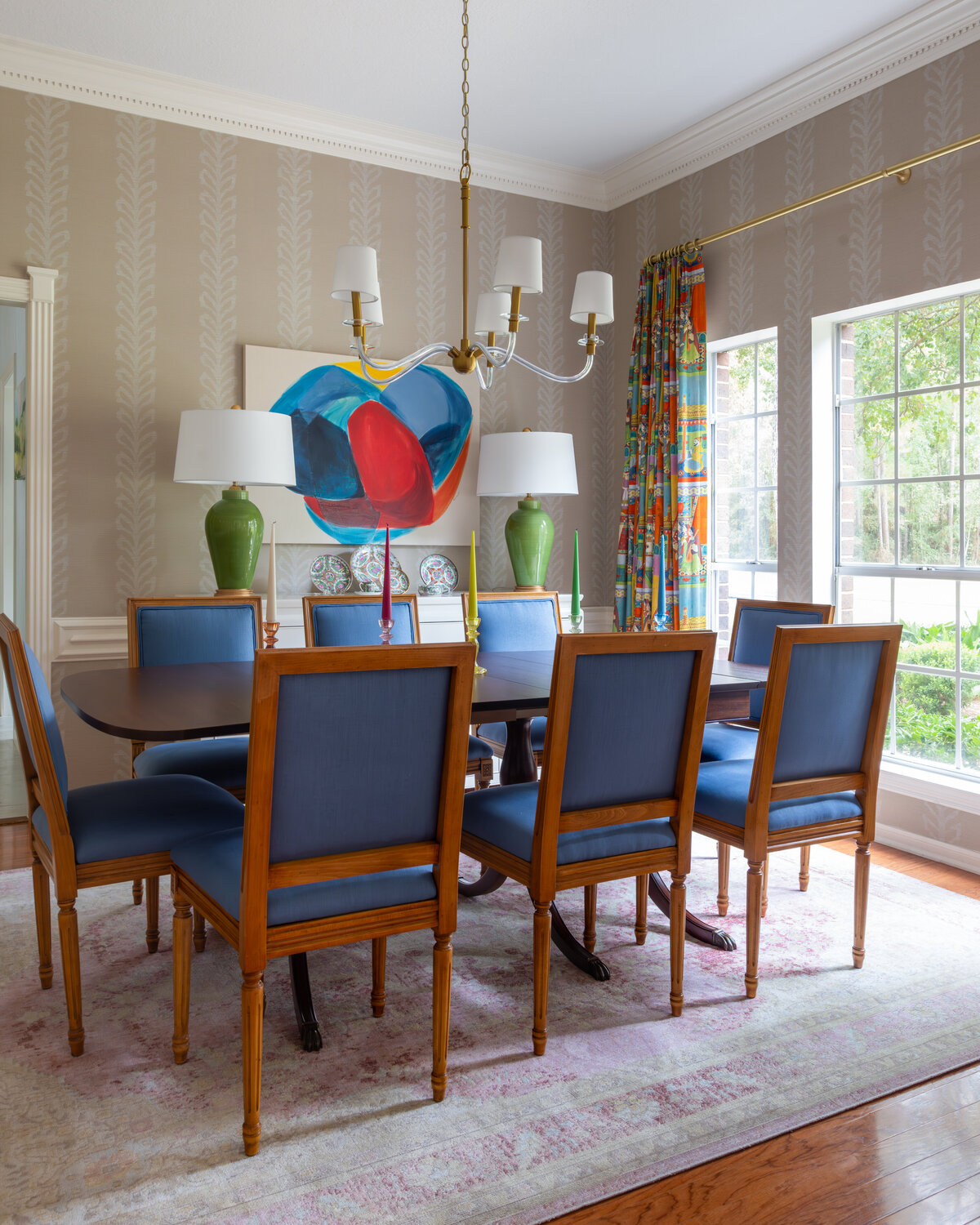 kyleen bushroe interiors colorful art dining room