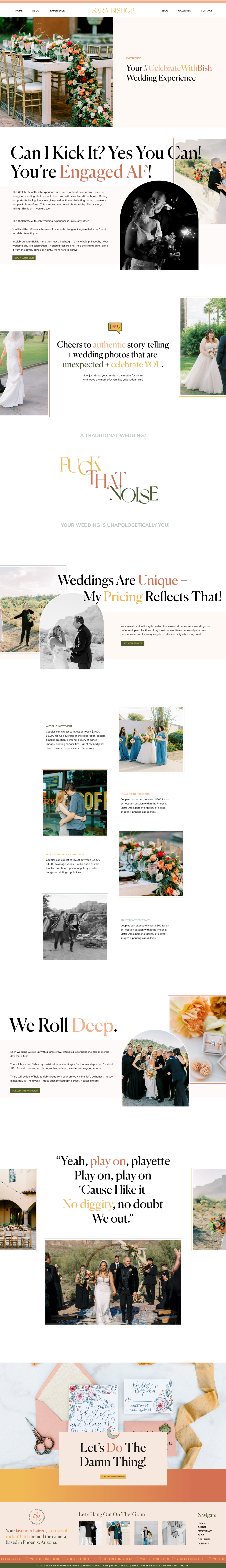 screenshot of full wedding experience page