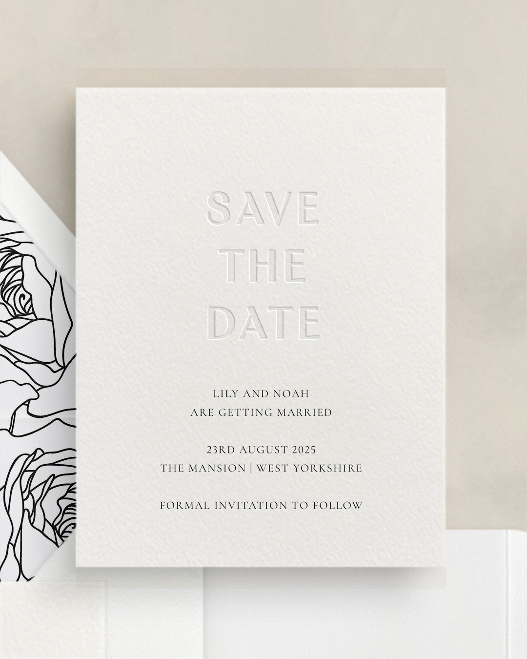 Elegant wedding invitation suite mood board