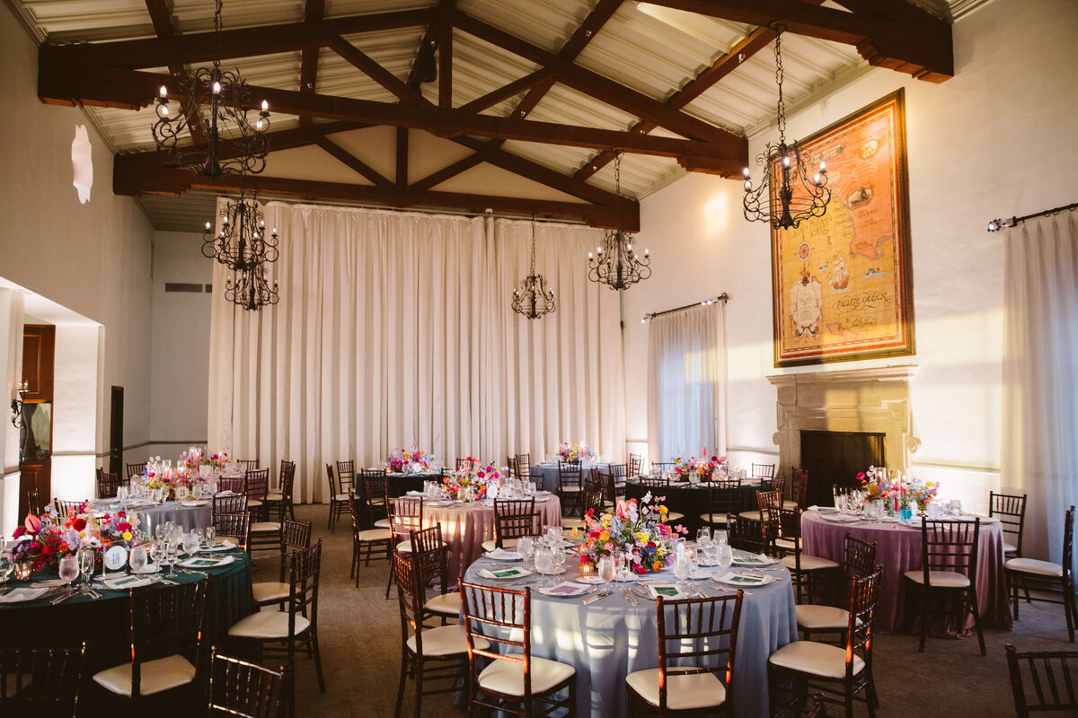 Colorful wedding flowers for a wedding at Bel Air Bay Club