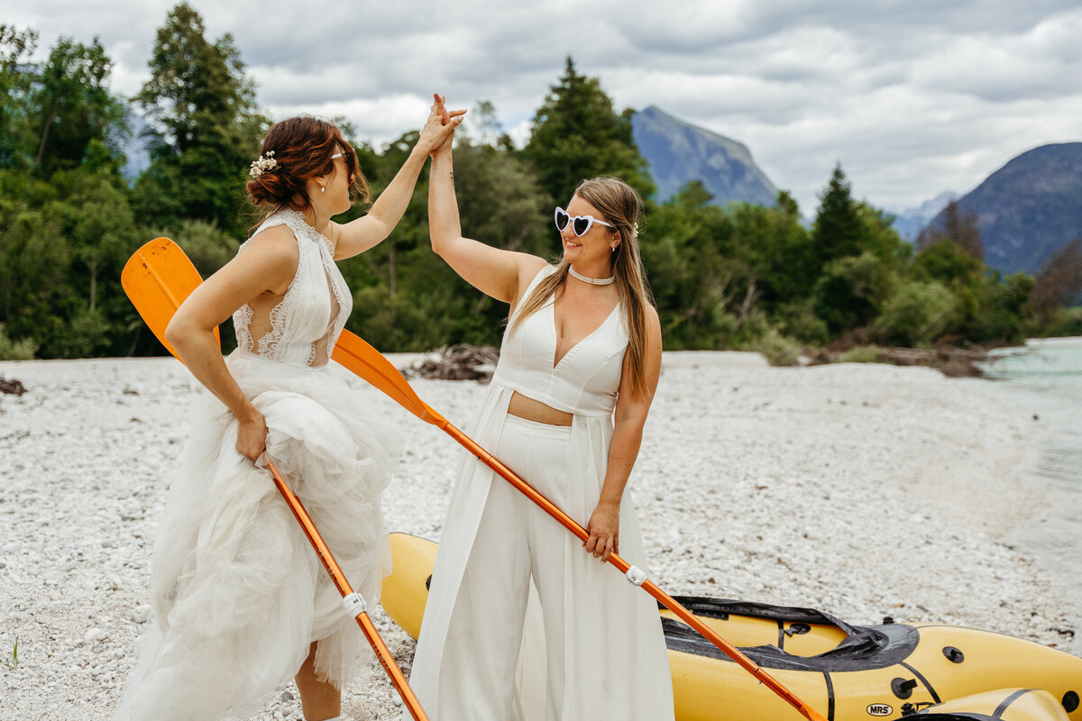 Kayak adventure elopement in Slovenia