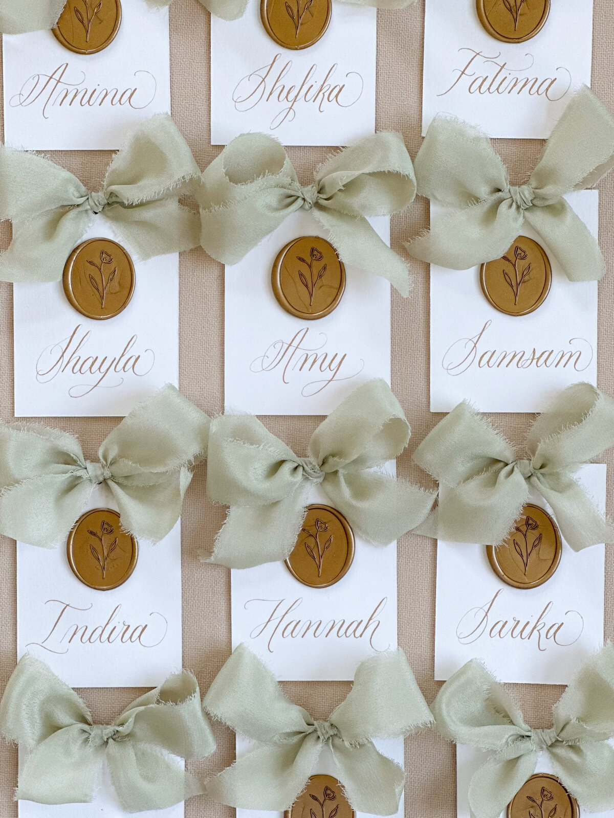 Flat cards with ribbon & wax seals