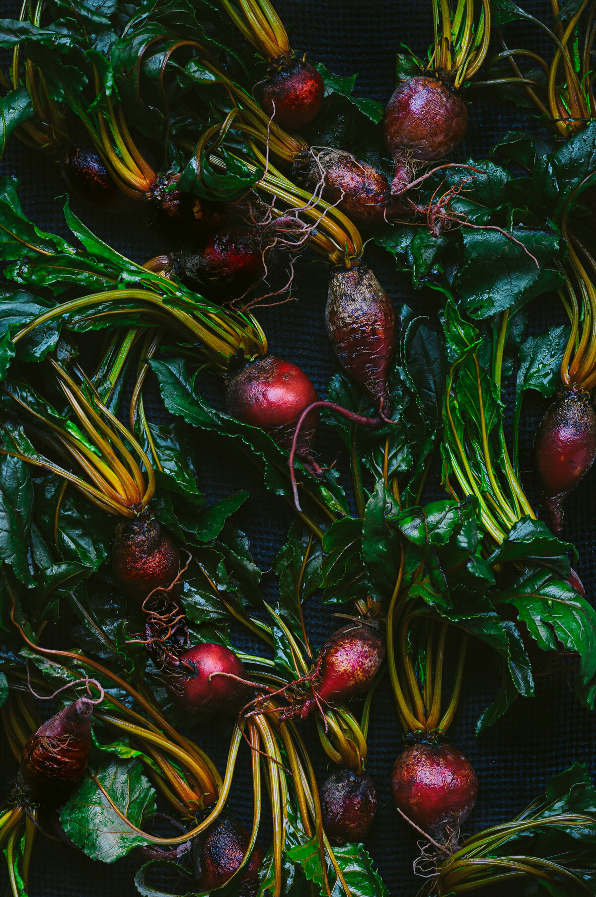 beets-beetroot-drying- on-a-kitchen-towel-dark-andmoody-food-photography