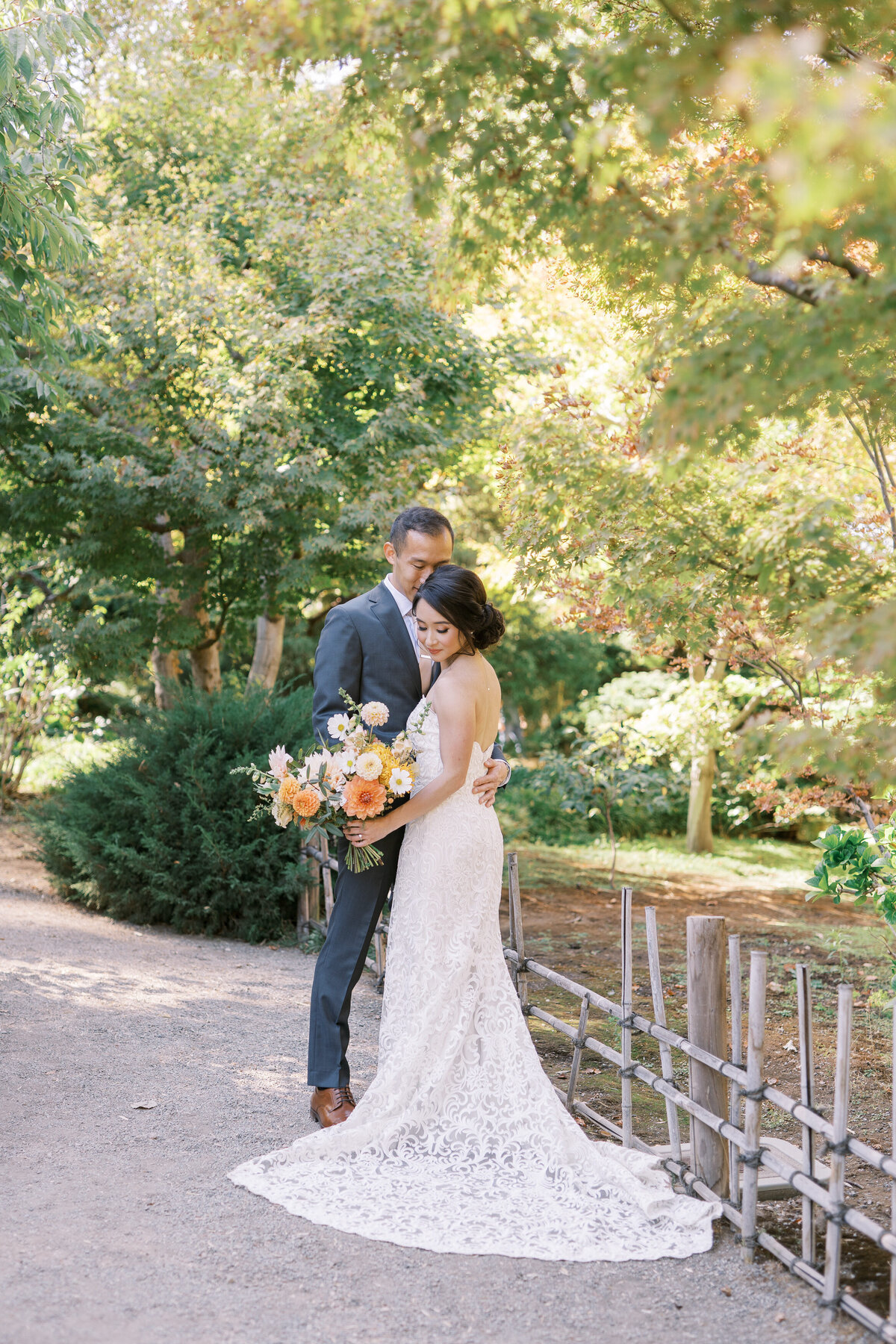 bridge and groom fall wedding