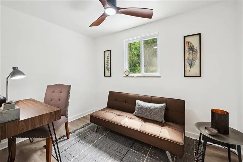 Bright and inviting staged office area showcasing functional design for quick home sale