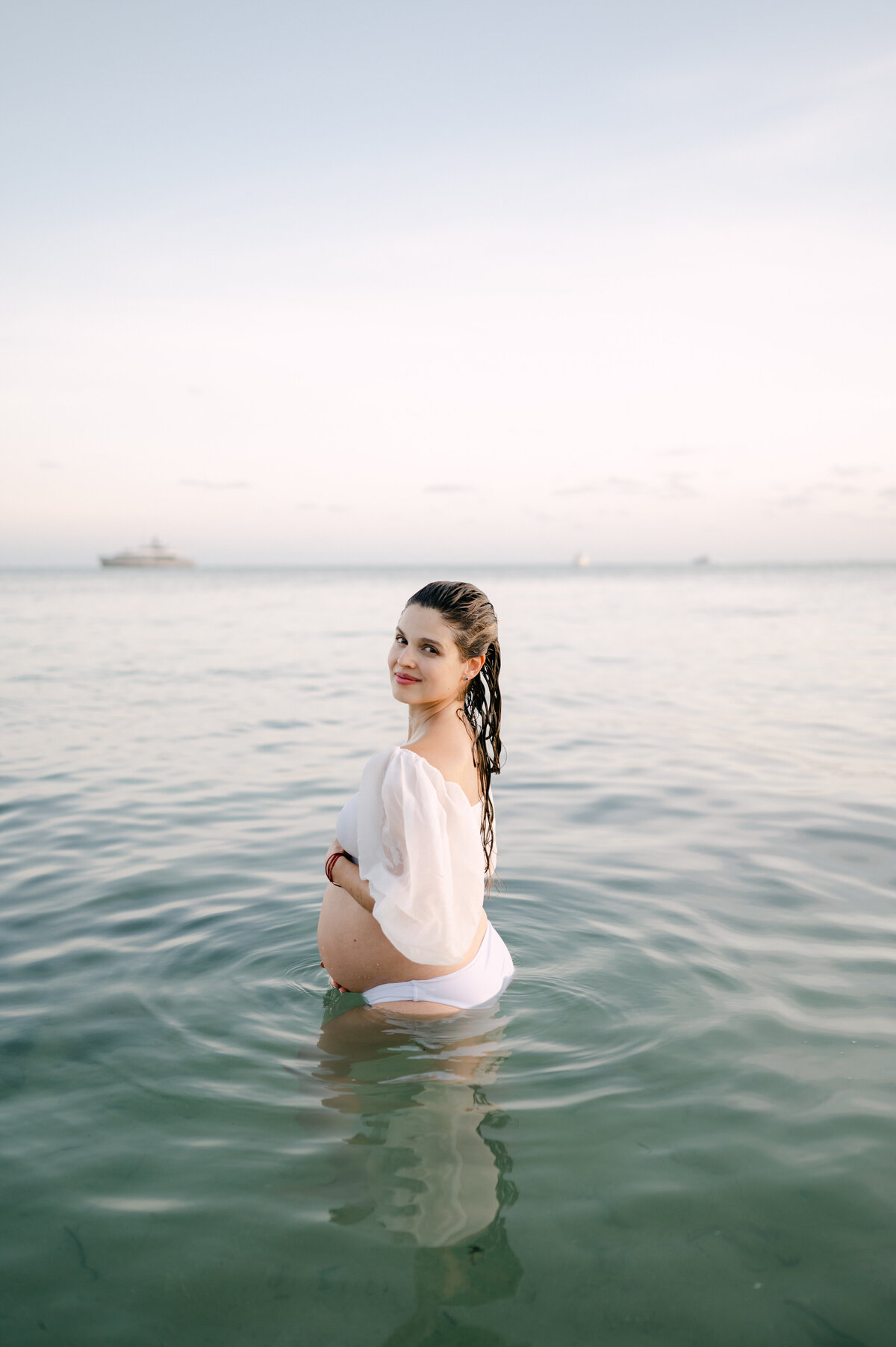 Miami Maternity Photos in the water