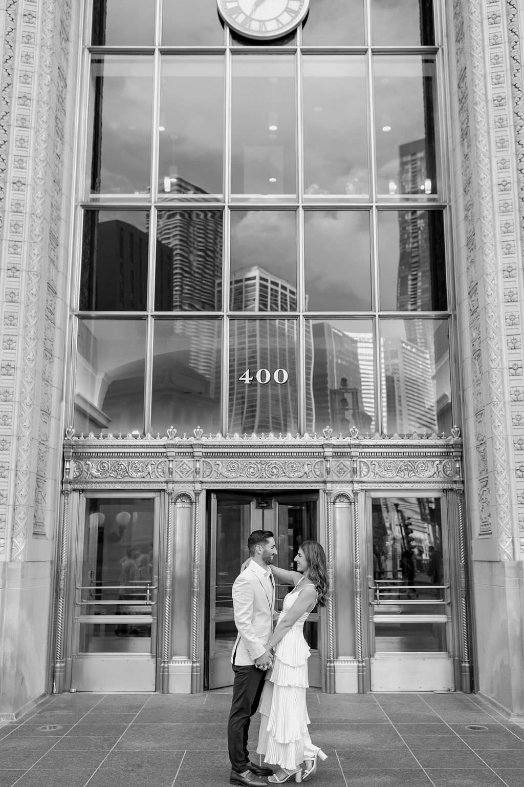 An engagement photography session at The Wrigley Building and North Ave Beach in Chicago, Illinois - 2