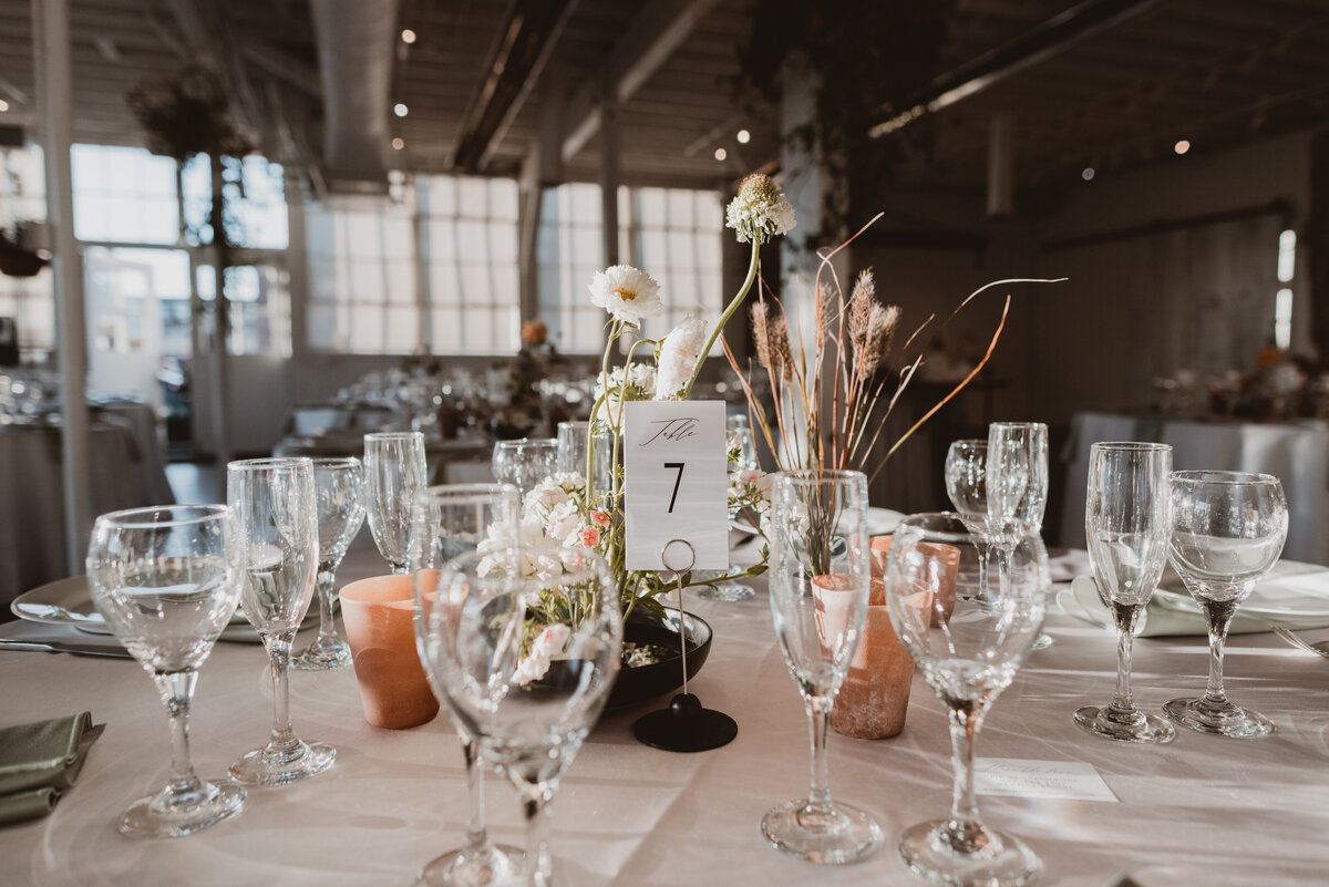 Wedding centerpiece at Blanc in Denver.