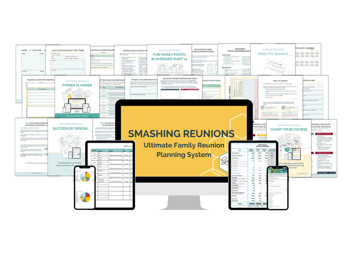 ultimate family reunion planning system image showing all the different components