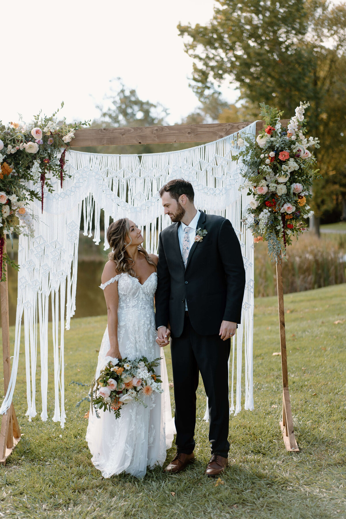 bride and groom at fall wedding at Elizabeth farms, Lancaster, PA