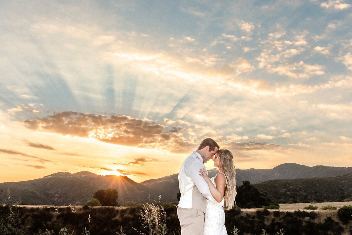 Sunset photos with the bride and groom