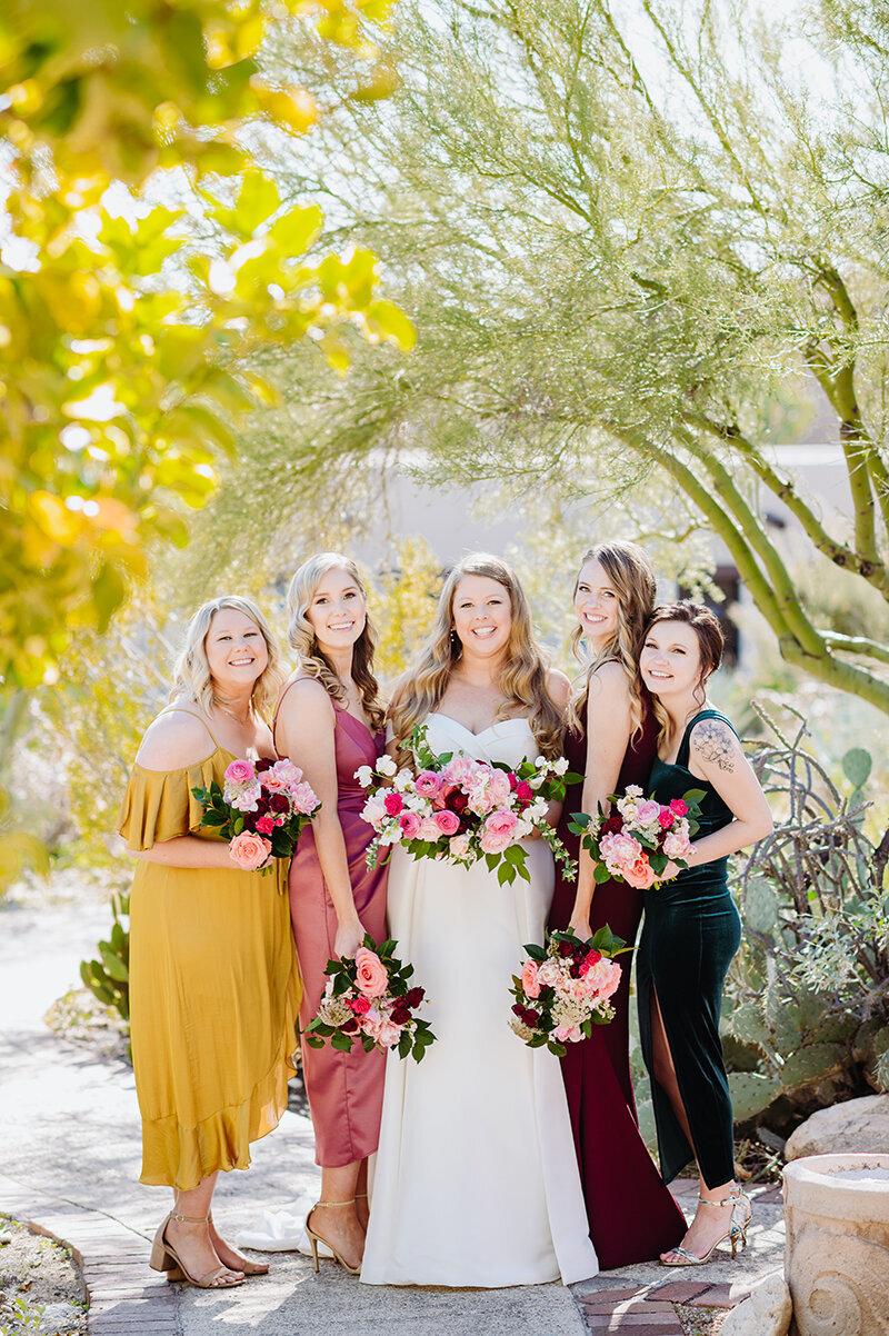 Bridesmaids at Hacienda del Sol Wedding in Tucson, Arizona by Tucson wedding photographer, Meredith Amadee Photography