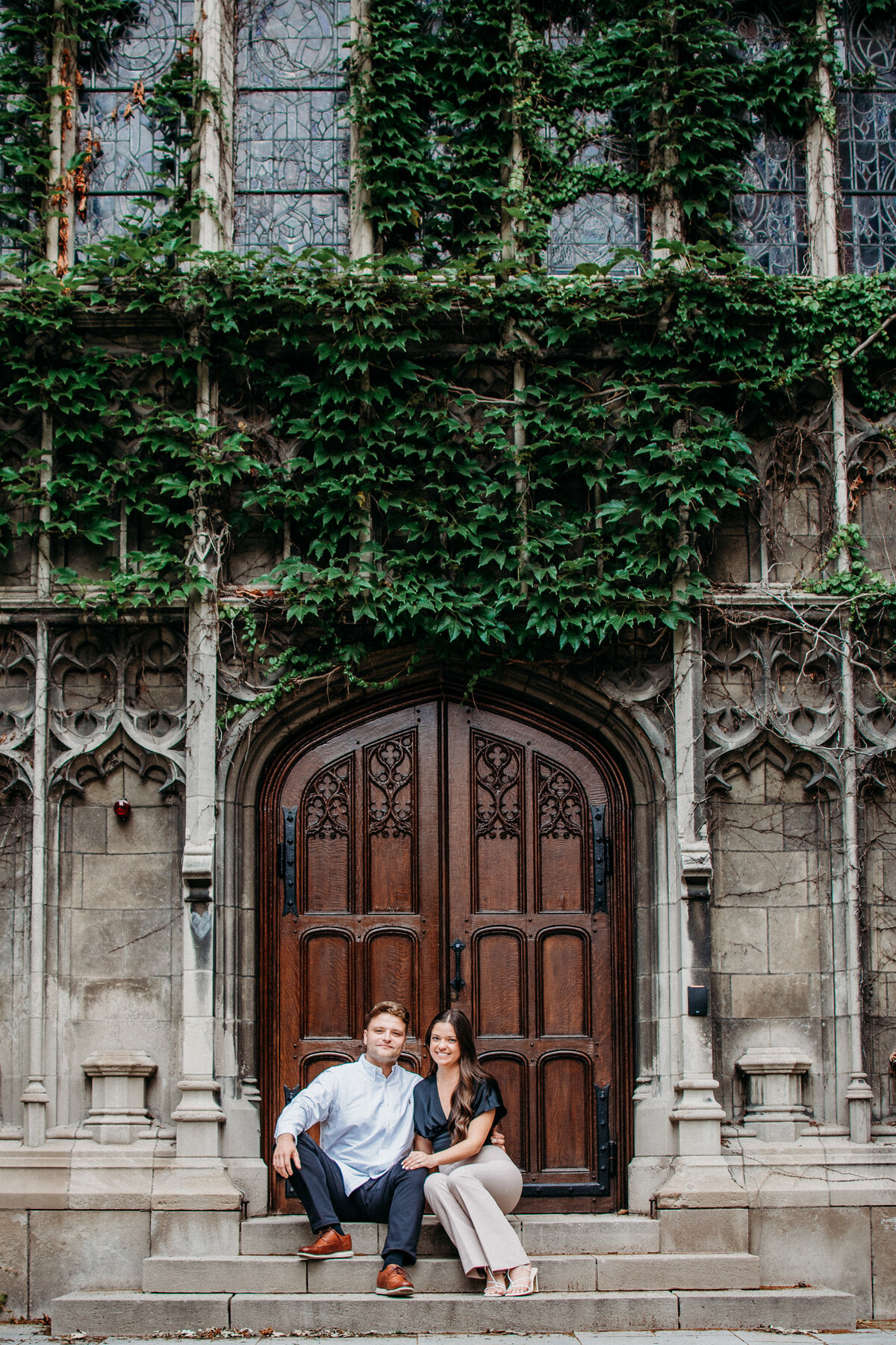 Sharing the love during their engagament photo session in CHicago, IL