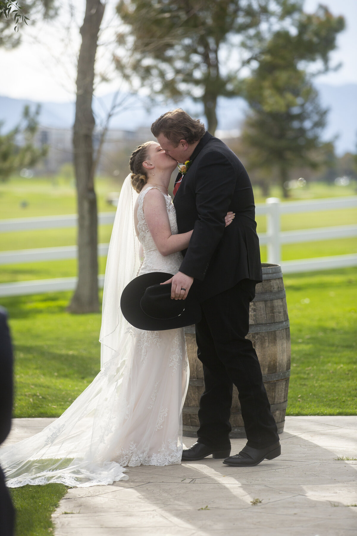 The Barn at Raccoon Creek wedding day with Bride and Groom