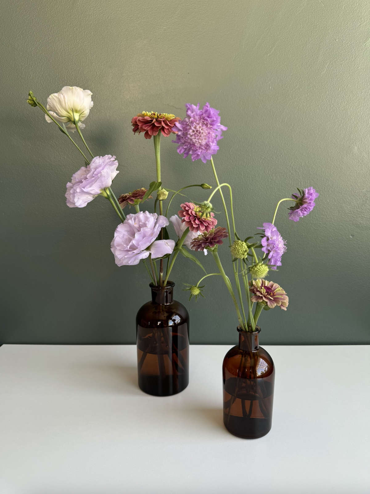 amber apothecary bud vases