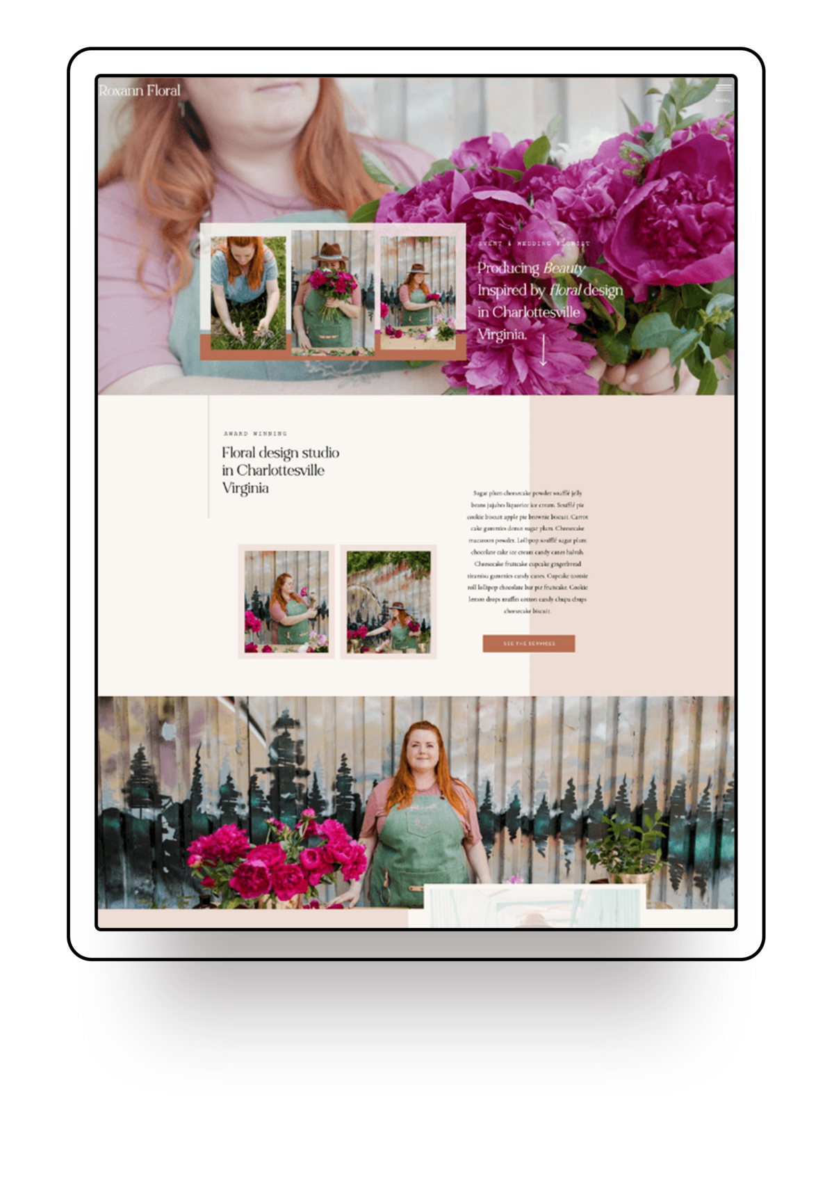 Website template offered for showit template customization Palme Design Co