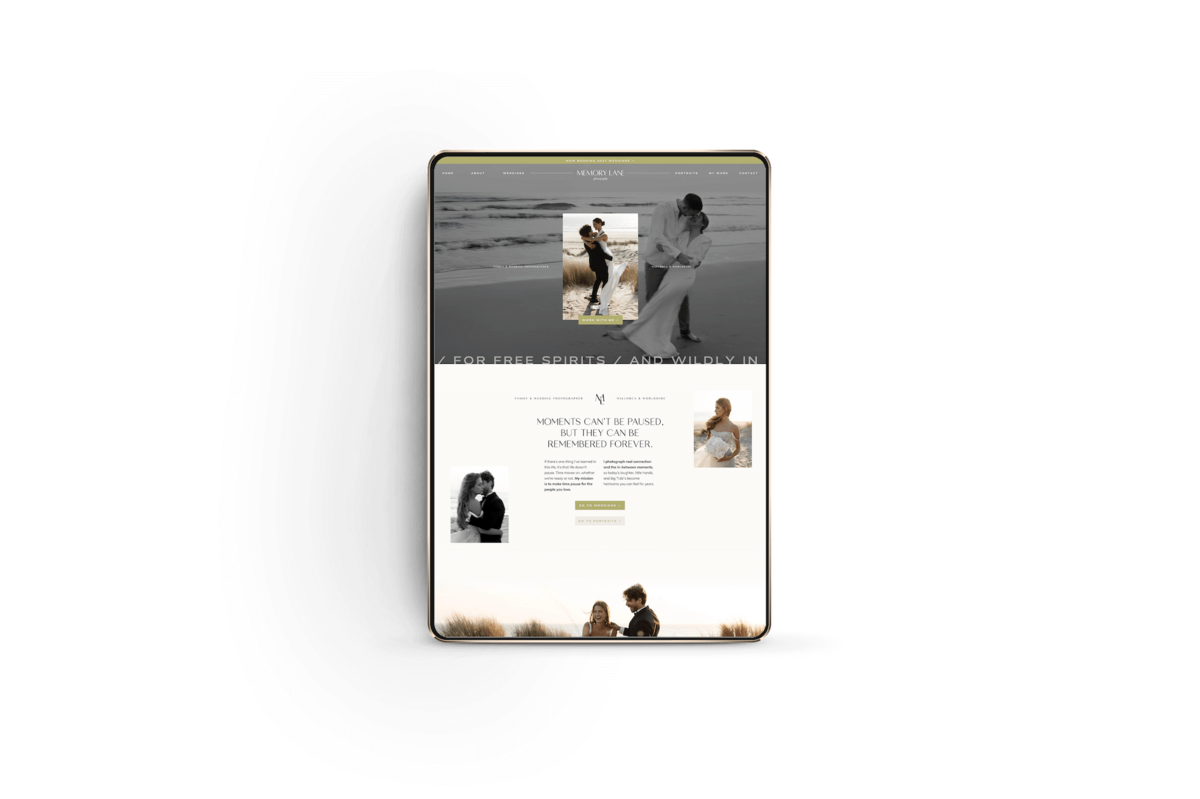 Minimal Showit website template for wedding photographer