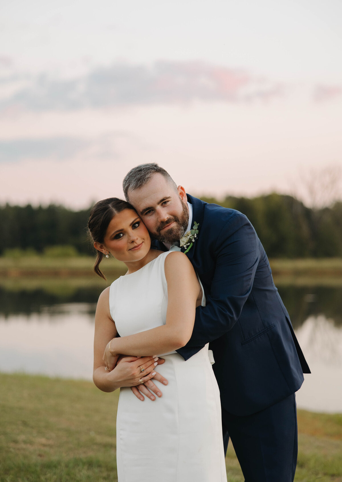 bride and groom sunset portraits in Starkville, ms