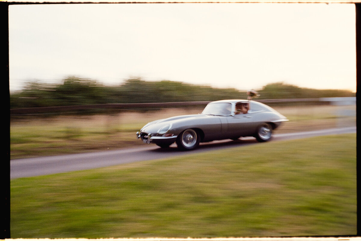 Classic wedding car on 35mm film
